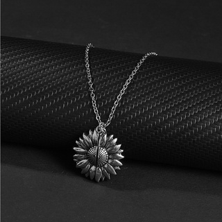 European and American fashion new creative sunflower necklace can be opened lettering Pendant Necklace versatile jewelry couple gift you are my sunshine lettered (6)