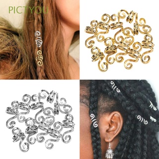 pictyou vintage dreadlock clips joyería tubo pelo perlas metal trenza espiral unisex peluca perlas/multicolor