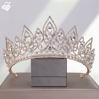 accesorios de pelo de boda de lujo en forma de gota de cristal corona mujeres princesa fiesta de cumpleaños imitación perla tiaras headwear