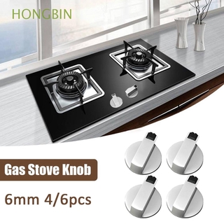 HONGBIN 6 mm estufas pomo de cocina Universal interruptor de horno estufa de Gas perilla de Control de plata adaptadores de repuesto de cocina 4pcs/6pcs Control de superficie bloqueo