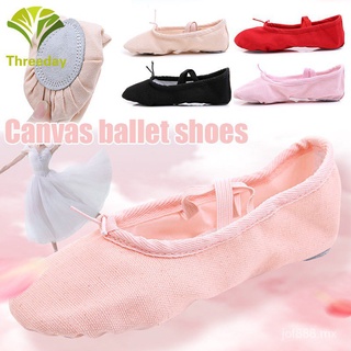 🔥Stock listo🔥zapatos de ballet de lona suave para niños/zapatos de ballet para practicar yoga