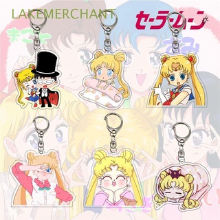 LAKEMERCHANT Creativo Llavero Sailor Moon Liebre Llavero Sailor Moon Colgante de bolso Llavero colgante Nuevo Accesorios para el automóvil Baratijas de bricolaje Regalos para parejas Regalos de cumpleaños Llavero acrílico
