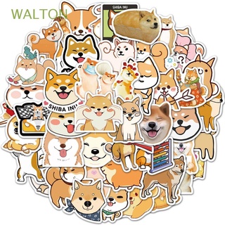 WALTON Lovely Puppy Sticker Waterproof Graffiti Sticker Japanese Shiba Inu Dog Sticker DIY Scrapbook Helmet Suitcase Stationery Sticker Cartoon 50pcs/pack Animal Stickers