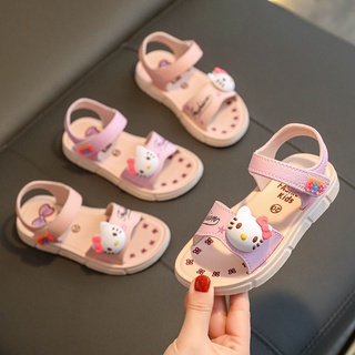 Sandalias De Las Niñas Verano 2022 Nuevo Estilo Primavera Otoño Solo Zapatos Suela Suave Princesa Hello Kitty Niños T (2)
