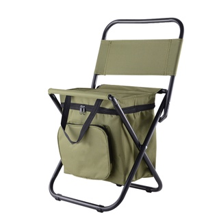 [diyh] silla plegable al aire libre para acampar, pesca, plegable, enfriador de hielo, mesa de respaldo