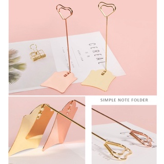ATTACK Name Tag Holder Hollow Metal Clip w/ Metal Base Gold Rose Gold Heart-shaped Hollow Clip Holder Stand Pictures Card Paper (6)