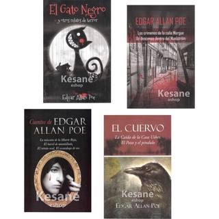 Paquete 4 Libros Edgar Allan Poe Gato Negro Escarabajo de Oro Crimenes de la calle Morgue
