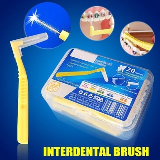 20Pcs L-Shaped Interdental Brush Oral Floss Flosser Teeth Cleaning Toothpick Tool