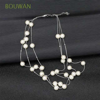 BOUWAN Moda F. Collar,aretes. Accesorios Collar de perlas Artículos de joyería Multicapa Perla Boda De perlas. Brazalete Aretes Vestido de novia/Multicolor