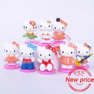 8 unids/set hello kitty mini figuras de plástico lindo dibujos animados cumpleaños adornos pastel miniaturas a2n7