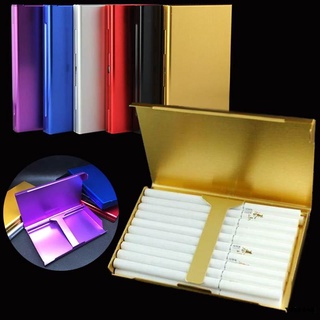 20 piezas de capacidad de Metal caja de cigarrillos contenedor de bolsillo de la caja de cigarros de la caja de cigarros caso delgado para señora (1)