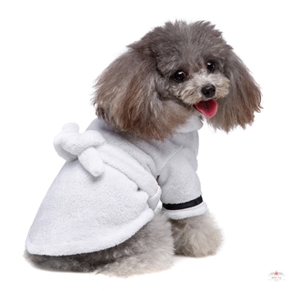 Pijama para mascotas con capucha engrosada de lujo de algodón suave con capucha de secado rápido y toalla de baño para perro Super absorbente (6)