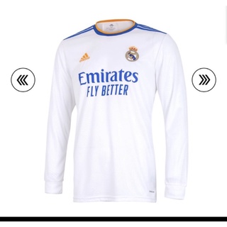 【En stock】2021-2022 camiseta de fútbol del Real Madrid en casa de manga larga camiseta de entrenamiento para hombres adultos