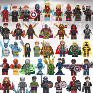 Lego Vengadores Minifiguras Iron Man Spiderman Mysterio Thor Loki Marvel Super Heroes Bloques De Construcción Juguetes