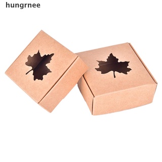 Hungrnee 10pcs Kraft Paper Diy Gift Box With Clear Pvc Maple Leaf Window Soap Packaging MX