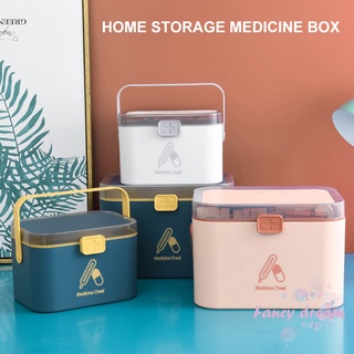 ❤ Cuidado del hogar caja de medicina portátil grande primeros auxilios caja de plástico multicapa medicina caja de almacenamiento