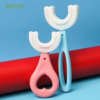 WAVIN Simple Cepillo de dientes en forma de U Suave Cuidado oral Cepillo de dientes para niños Conveniente Silicona Con mango Baby Un niño pequeño 2 - 12 años Cepillo dental/Multicolor