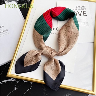 HONGKUN 70*70cm cuadrado Hijab bufanda elegante Bandana cabeza bufandas nuevo cuello bufandas de seda satén rayas línea para las mujeres chales/Multicolor