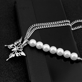 Collar De cadena De coser De acero inoxidable para mujer/collar De perlas De mariposa/collar De 1052 36+5cm