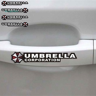 Qiugostore 4Pcs Reflective Car Sticker Resident Evil Umbrella Letter Auto Door Handle Decal