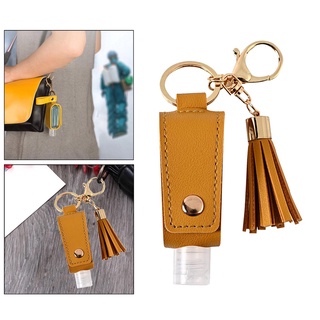 Travel Bottles Keychain Holder 30ML Empty Squeeze Bottles Hand Sanitizer Carrier Leather Keychain Refillable Container
