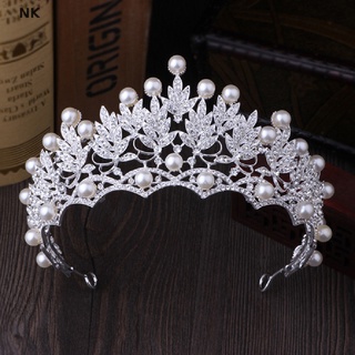 nk 2019 nueva moda boda cristal perla coronas diamantes de imitación tiara novias diadema venta caliente