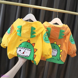 Otoño bebé niño niña prendas de abrigo de dibujos animados dinosaurio impresión de Color sudadera camisa niños abrigo trajes Tops