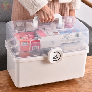 3/2 capa portátil botiquín de primeros auxilios caja de almacenamiento de plástico multifuncional familia kit de emergencia caja con mango (1)