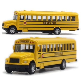 1/64 óptica de aleación inercial autobús escolar modelo de coche modelo tire hacia atrás juguetes de música coches vehículo regalos niños niño juguetes para niños cumpleaños