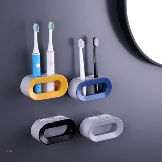 Aoto - cepillo de dientes de doble agujero para baño, montado en la pared, soporte para cepillo de dientes eléctrico, sin golpes