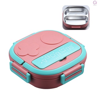 Lunch Box With Fork 2 Compartment Japanese Lunch Box Reusable Lunch Dinner Containers Leakproof Stainless Steel Bento Box for Adults Kids School Office