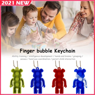 Mini Cute Bear Push Pops Bubble Sensory Toy Stress Relief Easy to Carry Hand Toys Keychain Toy Stress Relief Push Bubble