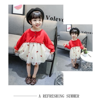 Vestido de manga larga neto hilo princesa falda coreana moda Casual bebé