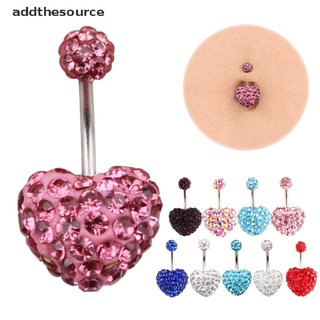 [Addthesource] Navel Piercing Heart Drop Dangle Belly Button Rings Crystal Zircon Body Jewelry BFDX