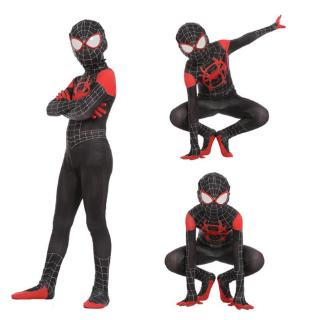 spider-man: en el spider-verse niños adulto disfraz miles morales cosplay traje unisex fiesta de halloween vestido de fantasía