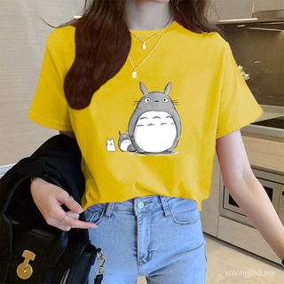 🙌 De dibujos animados Totoro estudio Ghibli lindo Anime camiseta de Color caramelo camiseta de las mujeres Harajuku Miyazaki Hayao camiseta gráfica de los años 90 camiseta de moda Top camisetas mujer nGQV