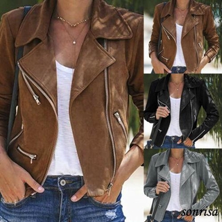 Nigh-chaqueta De cuero Casual Para mujer con cremallera Para Motociclista/chaquetas/abrigo (1)