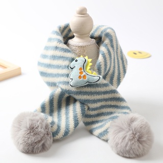 Babero de bebé de lana de punto de invierno bufanda para niños de otoño e invierno1-10Lindo dinosaurio Niño niña de un año