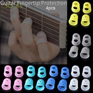 Calcetines 4 unids/set XS/S/M/L/XL guitarra protección de dedo 6 colores guitarras accesorios de prensa protectores de dedo antidolor de silicona antideslizante de alta calidad para ukelele/Multicolor (1)