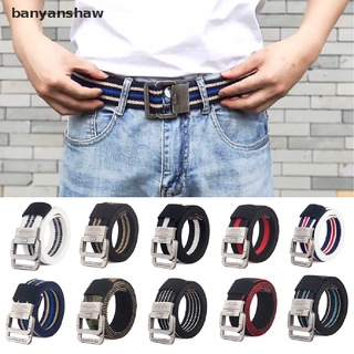 banyanshaw cinturón de lona de nailon con hebilla de doble anillo para hombre cinturón de lona juvenil mx