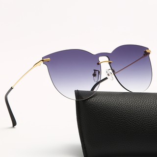 moda sin montura gafas de sol de lujo diseño de la marca de las mujeres de gran tamaño de metal gafas de sol uv400 sombras gafas