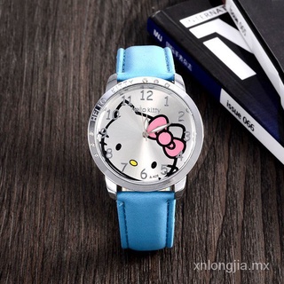 🙌 Reloj De cuarzo Hello Kitty con correa De cuero p9pT