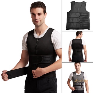 hombres de neopreno sauna chaleco elástico cintura entrenador chaleco cremallera tank top cómodo entrenamiento shapewear