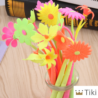 Corea oficina papelería creativo flor pluma flor pluma pequeña silicona suave flor pluma flor Gel tiki
