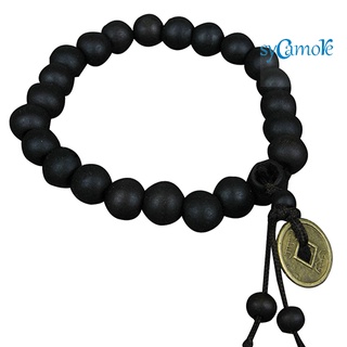 sycamore“ Wood Buddha Buddhist Prayer Beads Bracelet Copper Coin Bangle Wrist Ornament