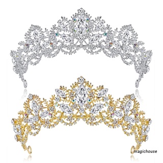 magichouse novia corona barroca de lujo de la boda tiara mujeres tocado reina princesa headwear