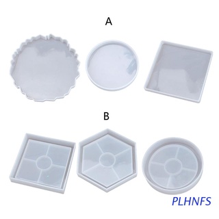plhnfs - posavasos cuadrados redondos de 3 formas, molde de resina, bandeja de silicona, molde de fundición