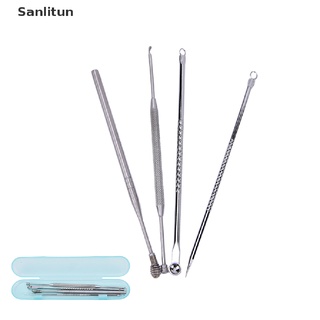 sanlitun 4 piezas de espinillas de puntos negros comedone extractor de acné herramienta+kit de cera de oreja juego de venta caliente