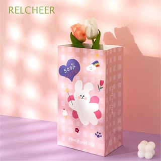 RELCHEER 6Pcs Cuadros de color Bolsa de galletas y dulces Envasado de bocadillos Lindo dibujo animado Bolsa de papel Mini Bolsa con pegatinas|coreano Soportar Embalaje de regalo