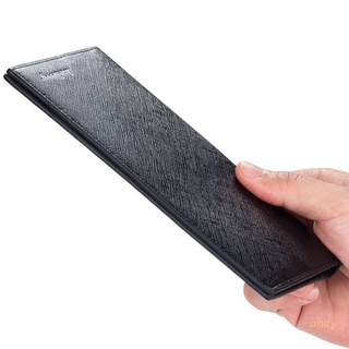 opp1 Super Slim Business Leather Clutch Long Wallet Bifold ID Card Holder Men Purse